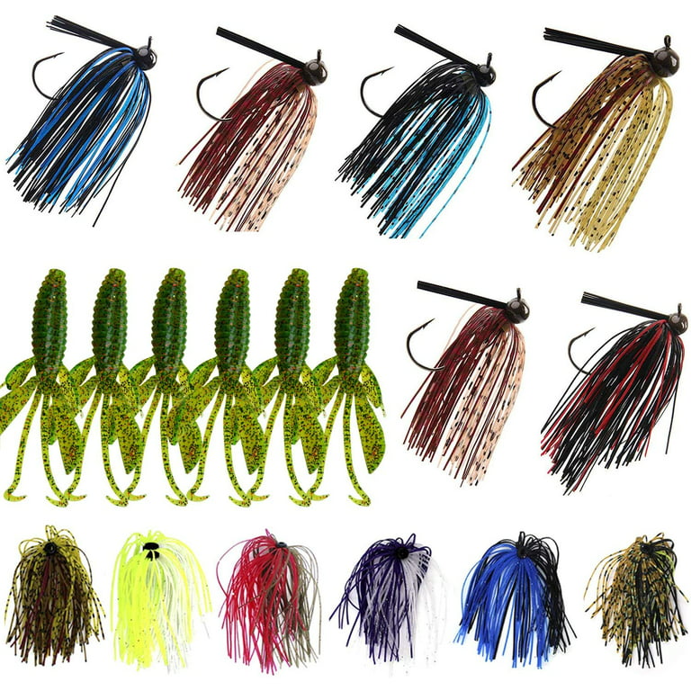 Bass Fishing Lure Kit Weedless Jigs Football Jigs, 18pcs Swim Jig Bass  Weedless Spinner Lure with Trailers Flipping Jigs Silicone Skirts Kit Craw