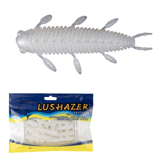 Bass Fishing Lures Soft Plastic Grub, Sinking Stick Worm 1.77in, Lead-Free Finesse Bait, Angler Gift, Valentines Day Gifts, White