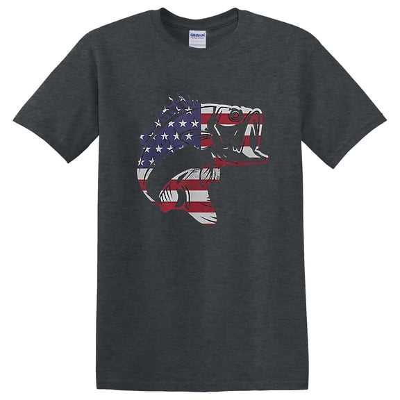 Bass Fishing USA American Flag 4th July Fisherman Angler Patriotic T-Shirt Unisex, up to 5XL