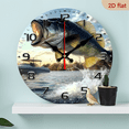 thumbnail image 1 of Bass Fishing Wall Clock, Leaping Fish with Boating Scene, Outdoor & Fishing Enthusiasts Decor, Dynamic Water Sports Art for Lake House & Fishing Cabin, 1 of 7