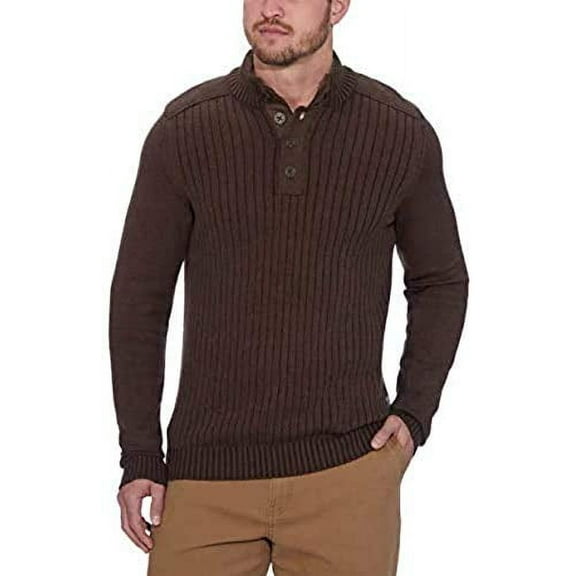 Bass GH Men's Sherpa Lined Mock Neck Sweater (X-Large, Brown)