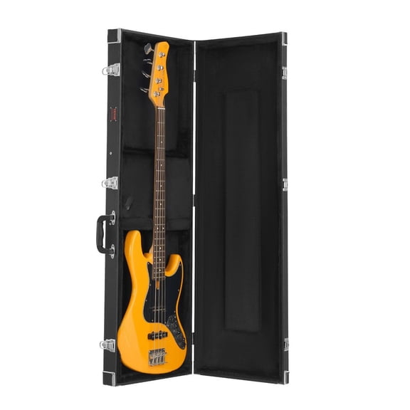 Bass Guitar Hard Case, 48.03 in Rectangular Guitar Hard Case, With Lock Latch Keys Handle, PVC Padding Soft Lining Water-Resistant Hard Shell Guitar Cases, for 39-46.5 in Bass Guitars, Black
