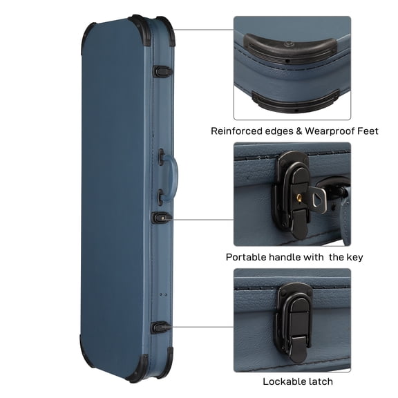Bass Guitar Hard Case, Wooden Hard-Shell Protective 41 inch Electric Bass Guitar Carrying Case with Lock Latch & Soft Padding, Fits GST GTL 170 Style,Blue