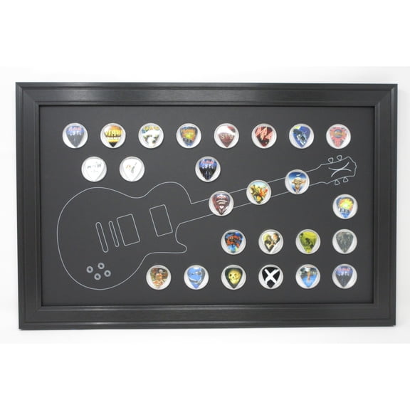 Bass Guitar Pick (Not Included) Wall Display Picture Frame for 25 Picks Made in USA