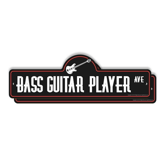 Bass Guitar Player (2 Pack) Plastic Street Sign - 7 Inch X 20 Inch Gift Music Instrument Band Performer Strings Rock Groove Electric Rhythm