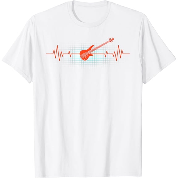 Bass Guitar Player Heartbeat Funny Musician Gift Men Women T-Shirt100% cotton