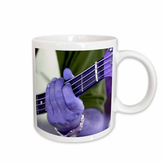 3drose, Bass Guitar Player Left Hand Purple, 15oz Mug