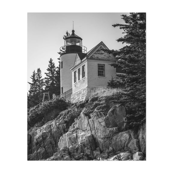 Bass Harbor Lighthouse 03 B&W - Maine Photography Unframed Wall Art Print 16 x 20 inches