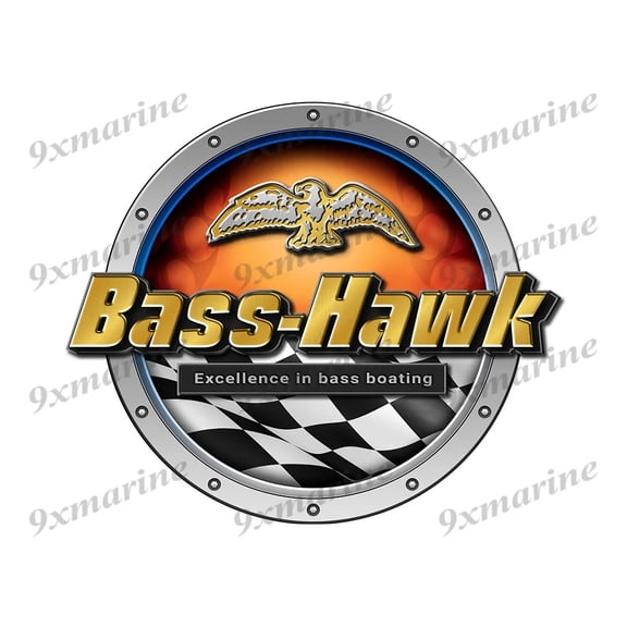 Bass Hawk Racing Boat Round Sticker - Name Plate