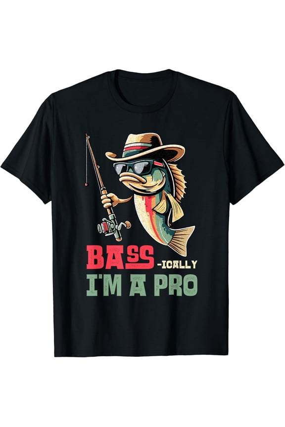 Bass-Ically I'M A Pro Bass Fishing Apparel Men T-Shirt