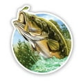 thumbnail image 1 of Bass Jumping Fishing - 5" Vinyl Sticker - For Car Laptop I-Pad - Waterproof Decal, 1 of 1