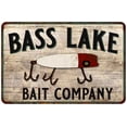 thumbnail image 1 of Bass Lake Fishing Vintage Look Chic Distressed 12x18 Metal Sign 112180020119, 1 of 1