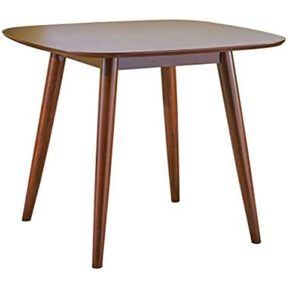 Bass Mid Century Modern Square Faux Wood Dining Table, Walnut Finish, 35.75D x 35.75W x 30H in$$Furniture