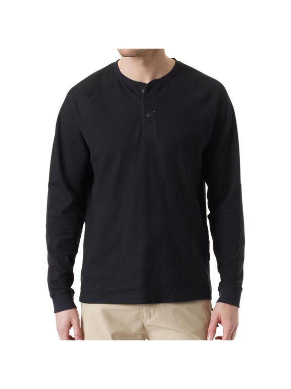 Mens Hiker Thermal Henley Shirt, Black, Medium