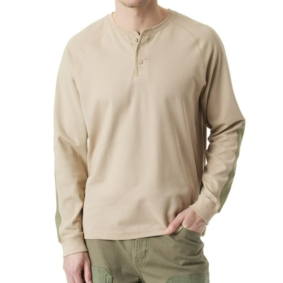 BASS OUTDOOR Mens Hiker Thermal Henley Shirt, Brown, Medium