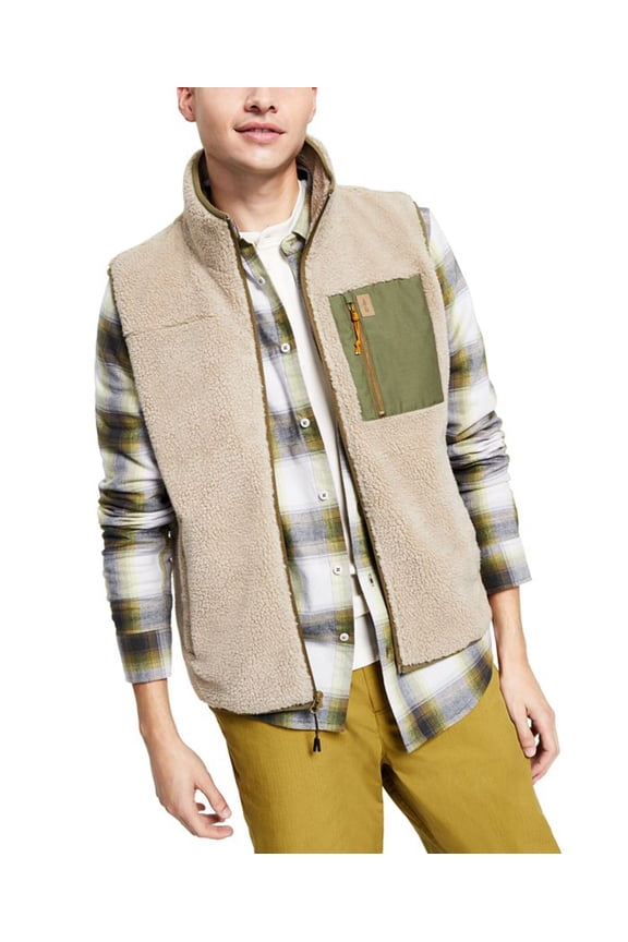 Men's Coastal Fleece Full Zip Vest Brown Size Large