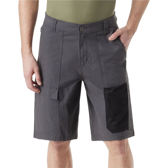 Bass Outdoor Explorer Shorts Men's 32 Gray Stretch Belted Waist Cargo UPS449