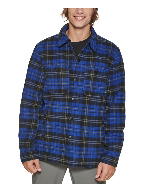 Mens Mission Plaid Field Jacket, Blue/Black, Small