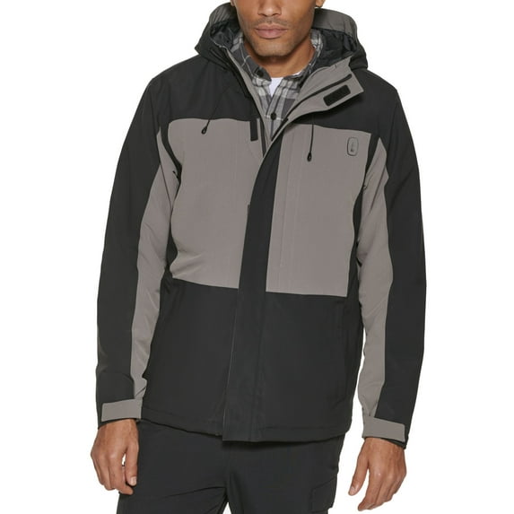 Bass Outdoor Men’s Storm Colorblocked Water-Resistant Hiking Tech Jacket, Gray/Black, Small