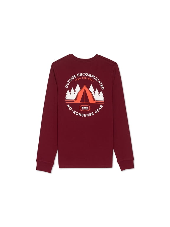 Mens Tent Graphic Long Sleeve T-Shirt Cabernet 2XL