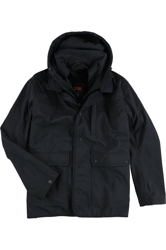 Mens Regular Fit Barn Jacket Removable Hood Black Beauty Small