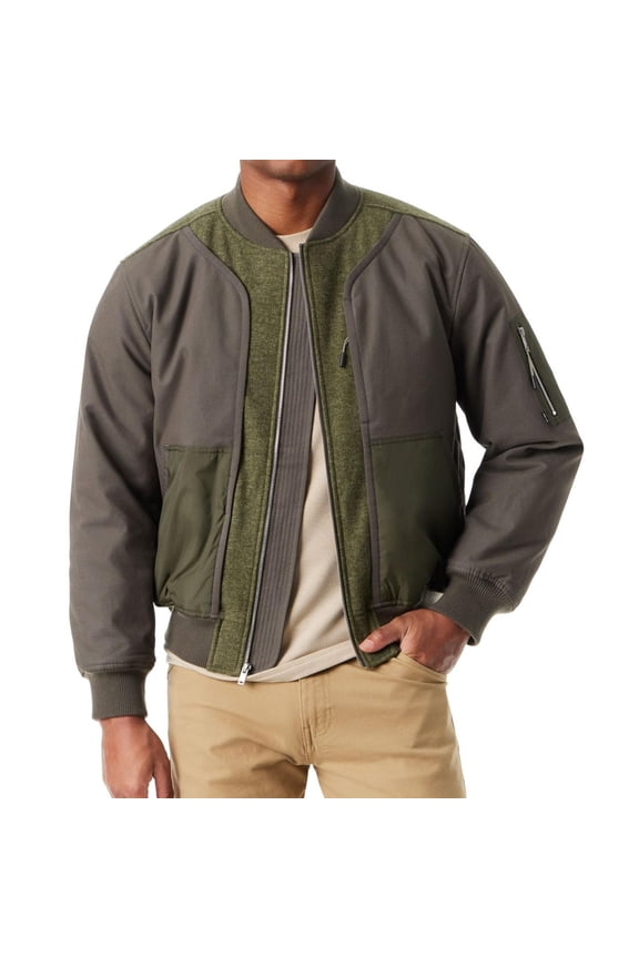 Men Regular fit Bomber Jacket Coat Large Green Solid