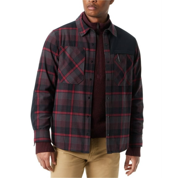Bass Outdoor Shacket Men's Small Cabernet Utility Brushed Twill Shirt Jacket