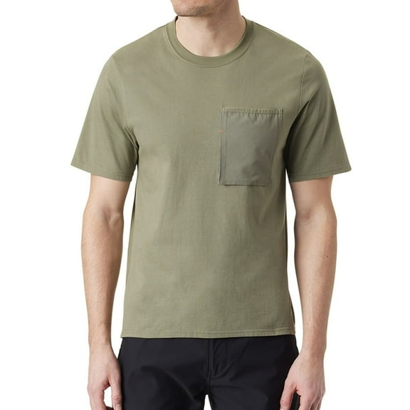 BASS OUTDOOR Mens Pocket Tee Basic T-Shirt, Green, Large