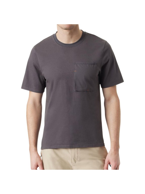Mens Pocket Tee Basic T-Shirt, Grey, X-Large