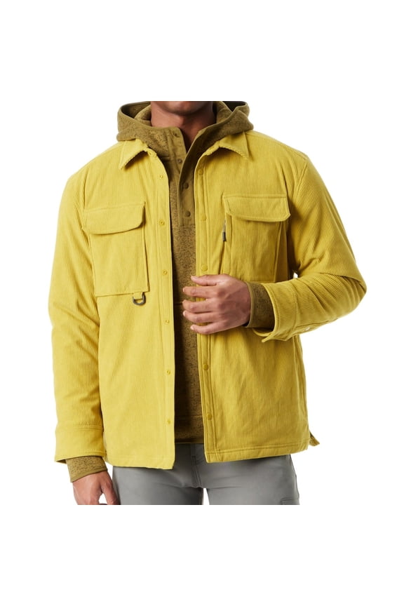 Men Relaxed fit Corduroy Shacket Coat Large Green Solid