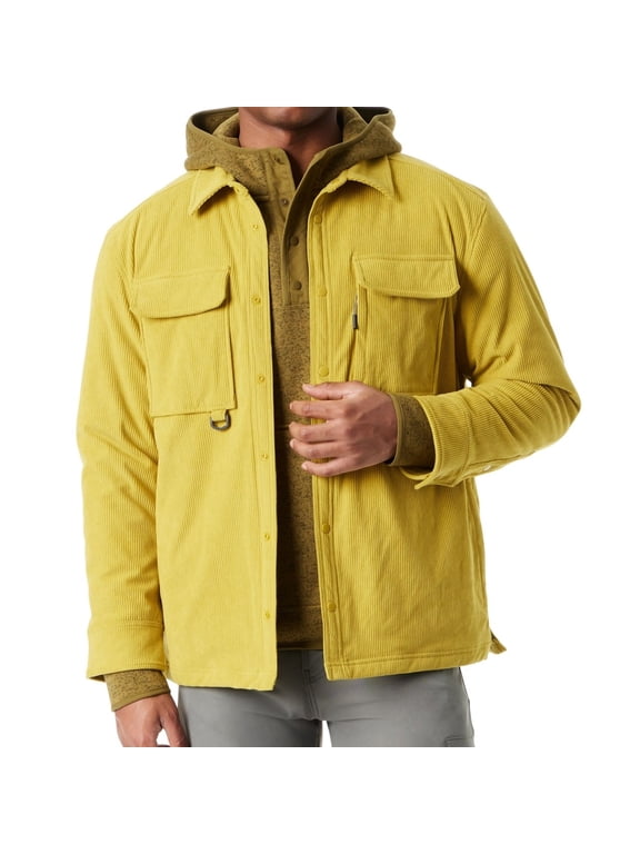 Men Relaxed fit Corduroy Shacket Coat Large Green Solid