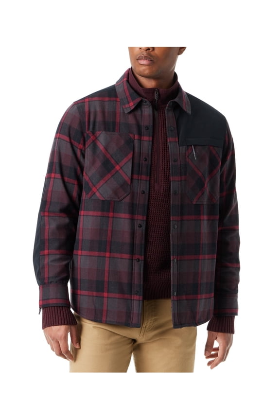 Mens Utility Shirt Jacket, Red, Medium