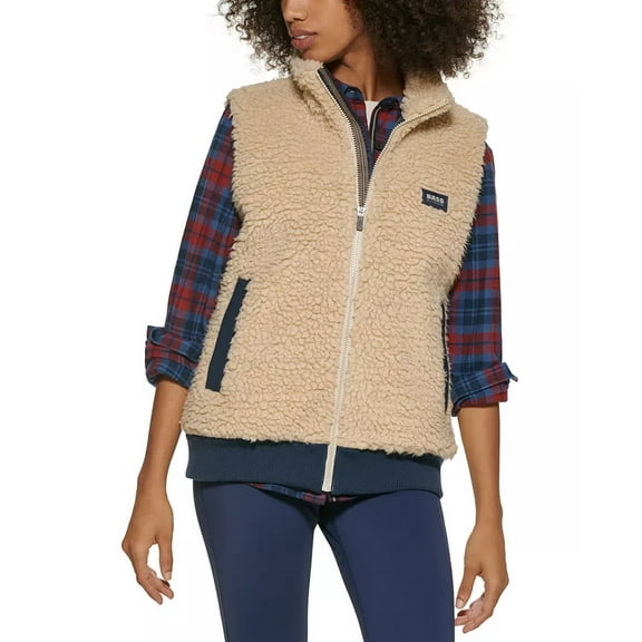 Bass Outdoor Woman's  Route Hiking Faux-Sherpa Vest Large Oatmeal
