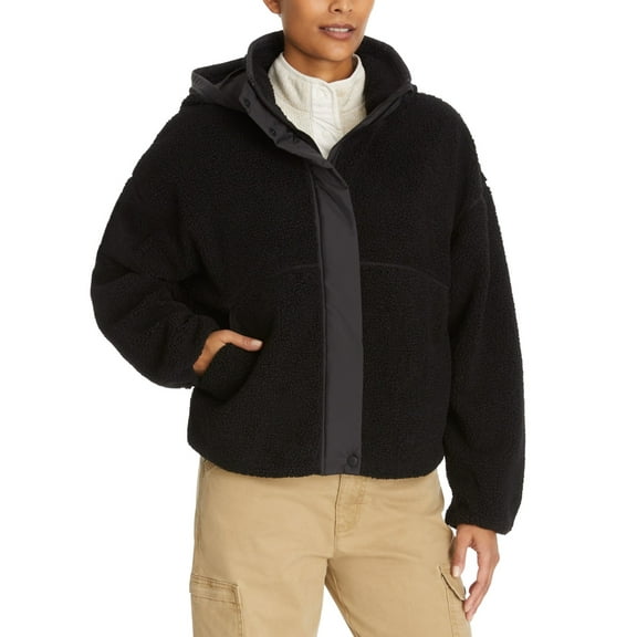 Bass Outdoor Women's Faux-Shearling Campfire Jacket Coat Black Beauty Small