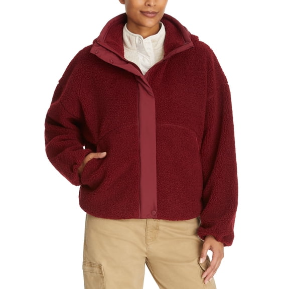 Bass Outdoor Women's Faux-Shearling Campfire Jacket Coat Cabernet Red Small