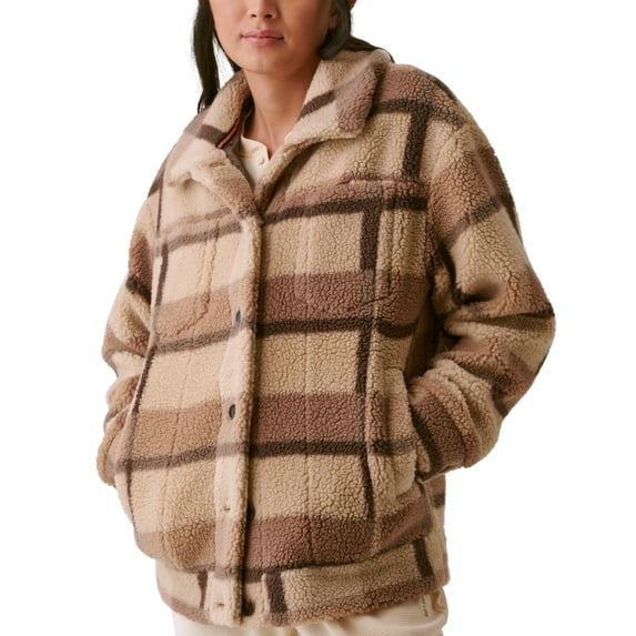 Bass Outdoor Women's Plaid Button Up Boyfriend Shacket Brown Size Medium