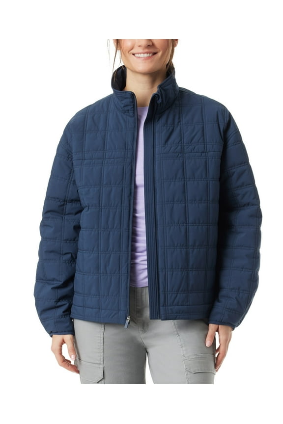 Womens Puffer Jacket Coat Small Blue Oversized Solid