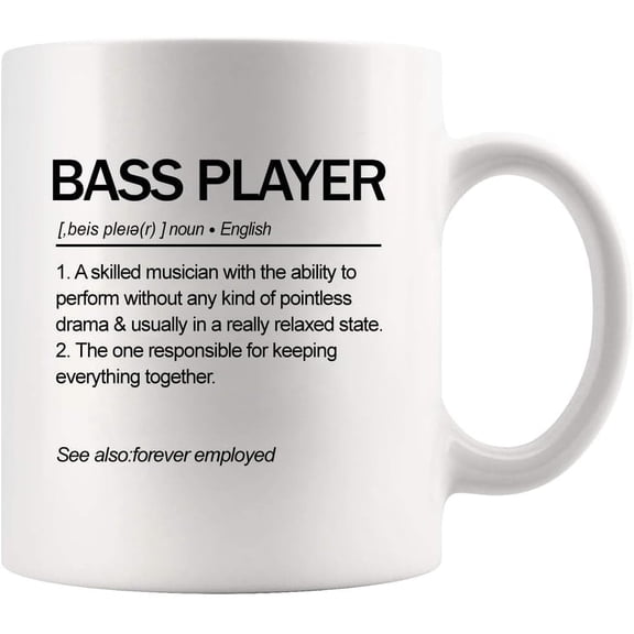 Bass Player Definition Mug Bass Guitar Gifts Bassist Guitarist Musicians Band Member Boyfriend Girlfriend Friend Novelty Drinkware Ceramic Mug 11 oz White 11 oz