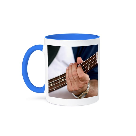 Bass Player Left Hand , 15oz Two-Tone Blue Mug