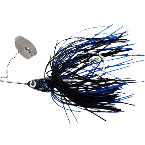 Bass Puzzle Double Take 1/2 oz Black Blue Bladed Jig Bladed Bait / Compact Weedless Frame for Hook-Up Efficiency / Tournament Bass Fishing Lure / Game Changer Baits