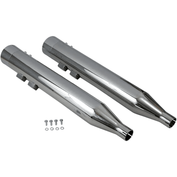 Bassani 4" DNT Straight-Can Chrome Slip-On Mufflers w/Chrome End Caps (1F7DNT6)