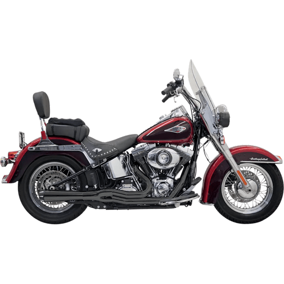 Bassani Road Rage II Mega-Power Short Black 2-into-1 Exhaust System | '86-15 Softail (1S12RB)