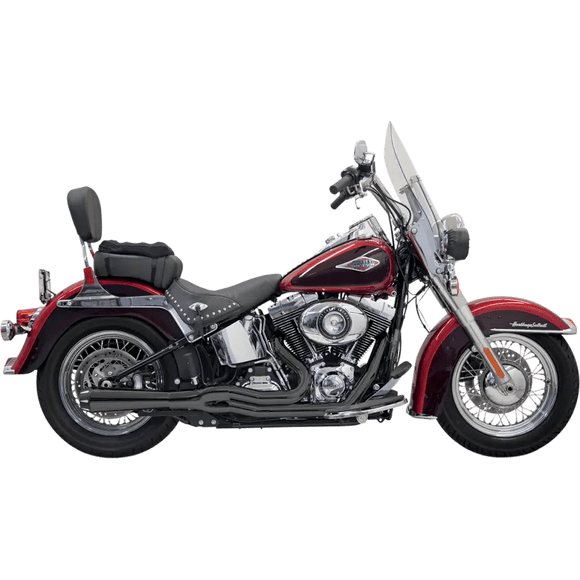 Bassani Road Rage II Mega-Power Short Black 2-into-1 Exhaust System | '86-15 Softail (1S12RB)