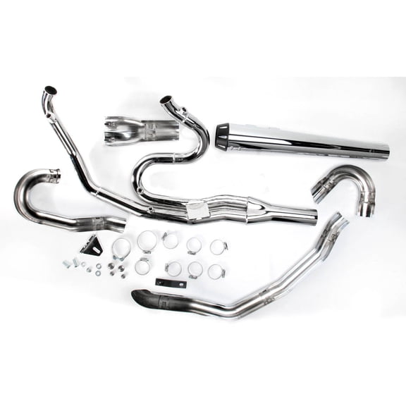 Bassani Road Rage II Megaphone 2-Into-1 Chrome B4 Series Exhaust System (FLH-747)