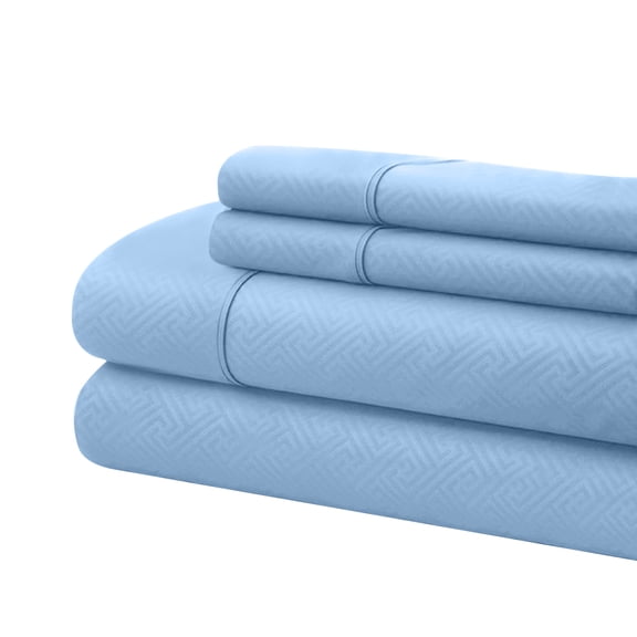 Bassano 1800 Series Embossed Deep Pocket Sheet Set - Super Soft & Wrinkle Free - Luxurious Bed Sheets Set (Twin Extra Long, Blue)