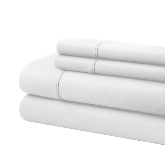 Bassano 1800 Series Embossed Deep Pocket Sheet Set - Super Soft & Wrinkle Free - Luxurious Bed Sheets Set (Twin Extra Long, White)