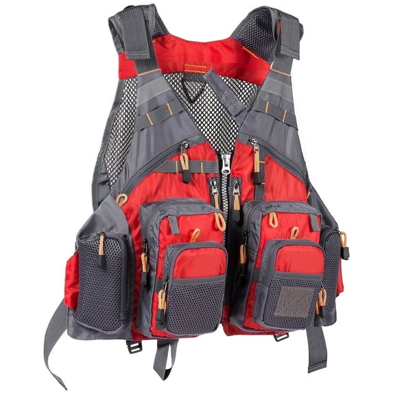 Bassdash Lightweight and Durable Unisex Fishing Vest Pack, One Size, Red