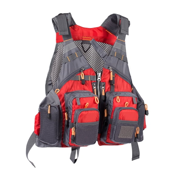 Bassdash Lightweight and Durable Unisex Fishing Vest Pack, One Size, Red
