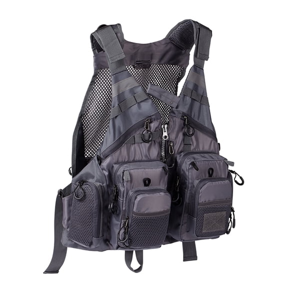Bassdash Unisex Fishing Vest Pack, Outdoor Mesh Fly Fishing Gear Bag, Gray