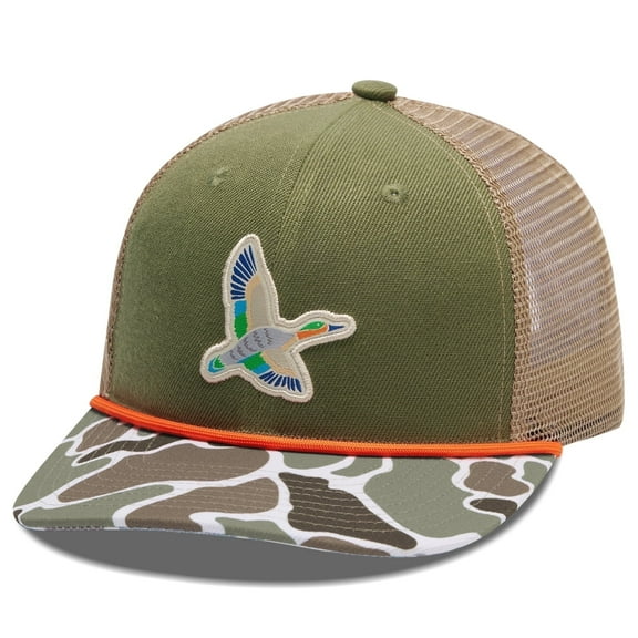 Bassdash Camo Rope Trucker Hat Adjustable, Embroidered Baseball Cap with Mesh Back for Hunting & Fishing